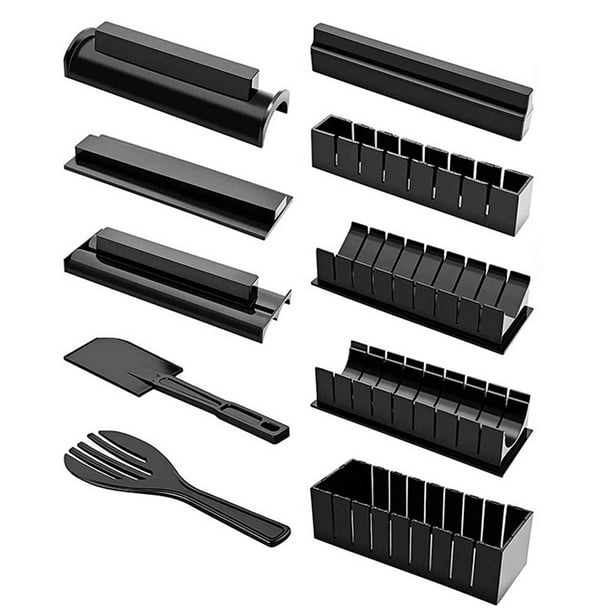 10 Pieces Sushi Maker Tool with Multiple Shapes Rice Mold and Rice Spatula,Easy Using DIY Home Sushi Tool for Beginners and Professional Sushi Maker Kit Black 